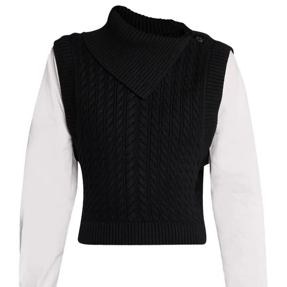 SIMKHAI White Long Sleeve Black Vest Pullover Size S Designer! - Picture 1 of 6
